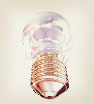 Energy saving light bulb isolated on white. 3D illustration. Vintage style.