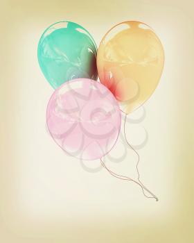 3d colorful balloons on a white background. 3D illustration. Vintage style.