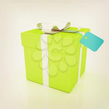 Gift box on a white background. 3D illustration. Vintage style.