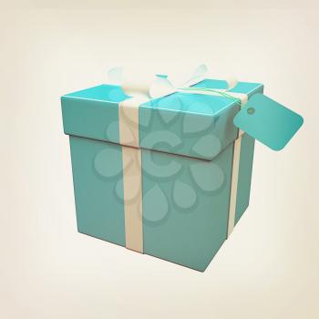Gift box on a white background. 3D illustration. Vintage style.
