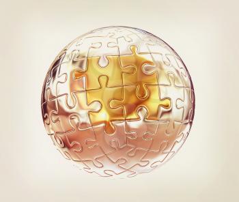 Puzzle abstract sphere on a white background. 3D illustration. Vintage style.