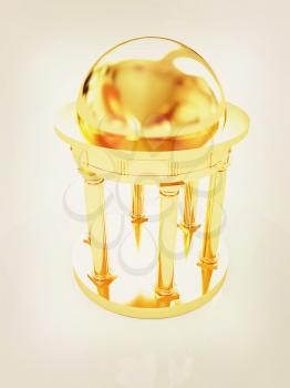 Gold rotunda on a white background . 3D illustration. Vintage style.