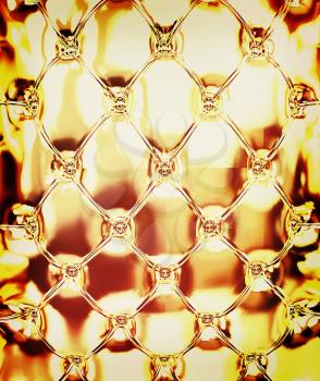 Sepia picture of genuine glossy gold upholstery. 3D illustration. Vintage style.