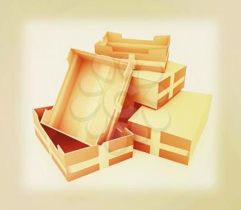 Cardboard boxes on a white background. 3D illustration. Vintage style.