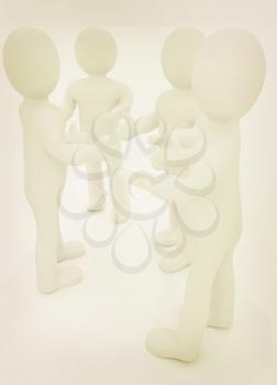 3d man. Discussion on a white background. 3D illustration. Vintage style.