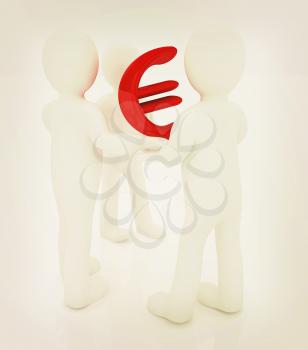 3D mans with Euro sign on a white background. 3D illustration. Vintage style.