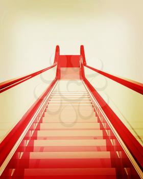 Escalator on a white background. 3D illustration. Vintage style.