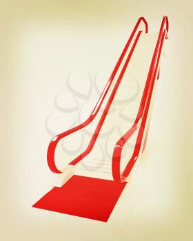 Escalator on a white background. 3D illustration. Vintage style.