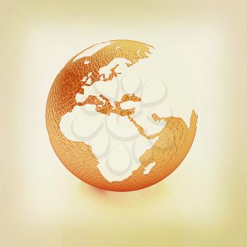Leather earth on a white background. 3D illustration. Vintage style.