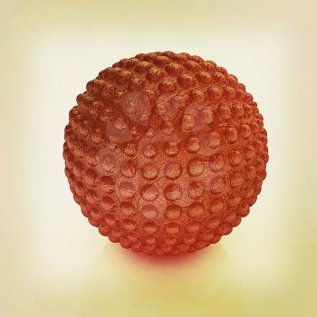 Abstract glossy sphere with pimples on a white background. 3D illustration. Vintage style.