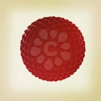 Abstract glossy sphere with pimples on a white background. 3D illustration. Vintage style.
