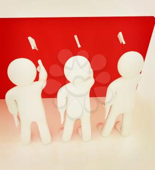 3d mans painting wall with paint brush on a white background. 3D illustration. Vintage style.