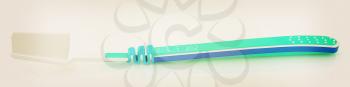 Toothbrush on a white background . 3D illustration. Vintage style.