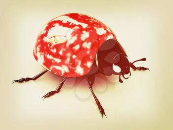 Ladybird on a white background. 3D illustration. Vintage style.