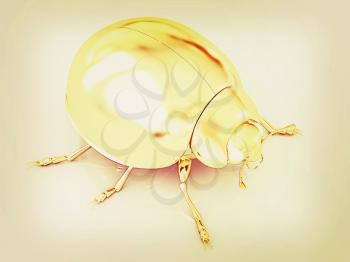 golden beetle on a white background. 3D illustration. Vintage style.