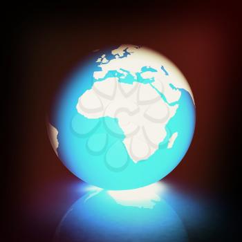 Earth glow on a white background. 3D illustration. Vintage style.