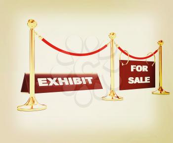 Exhibition on a white background. 3D illustration. Vintage style.