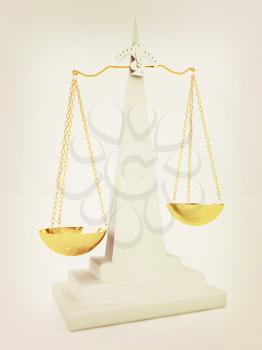 Scales on a white background. 3D illustration. Vintage style.