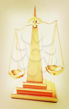 Gold scales on a white background. 3D illustration. Vintage style.