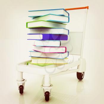 Buying of  books on a white background. 3D illustration. Vintage style.