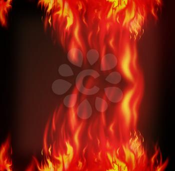 fire isolated over black background. 3D illustration. Vintage style.