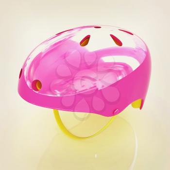 Bicycle helmet on a white background. 3D illustration. Vintage style.