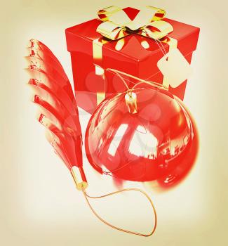 Bright christmas gifts on a white background. 3D illustration. Vintage style.