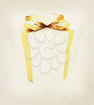 Bright christmas gift on a white background. 3D illustration. Vintage style.