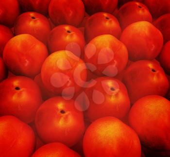 lots of fresh peaches are beautiful peach background. 3D illustration. Vintage style.