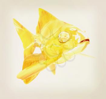 Gold fish. Isolation on a white background. 3D illustration. Vintage style.