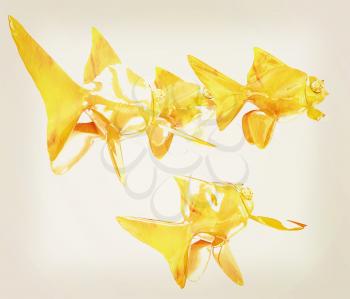 Gold fishes. Isolation on a white background. 3D illustration. Vintage style.
