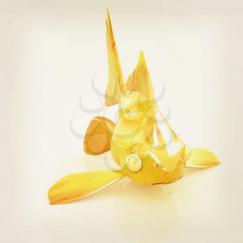 Gold fish on a white background. 3D illustration. Vintage style.