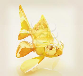 Gold fish on a white background . 3D illustration. Vintage style.