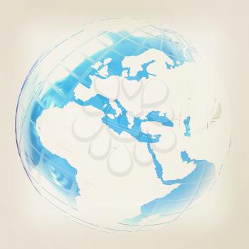 Earth on a white background. 3D illustration. Vintage style.