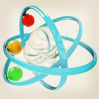 3d illustration of a water molecule isolated on white background. 3D illustration. Vintage style.