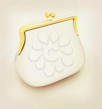 Metallic purse on a white background. 3D illustration. Vintage style.