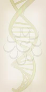 DNA structure model on white . 3D illustration. Vintage style.