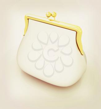 Metallic purse on a white background. 3D illustration. Vintage style.