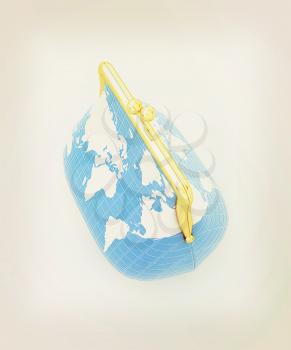 Purse Earth on a white background. 3D illustration. Vintage style.