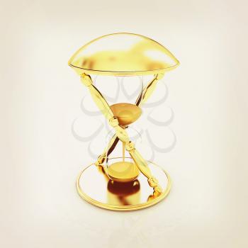 Transparent hourglass isolated on white background. Sand clock icon 3d illustration. . 3D illustration. Vintage style.