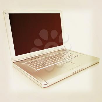 Laptop Computer PC on a white background. 3D illustration. Vintage style.