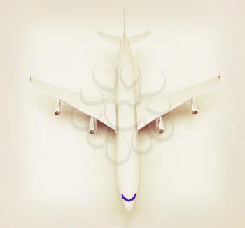 Airplane on a white background. 3D illustration. Vintage style.