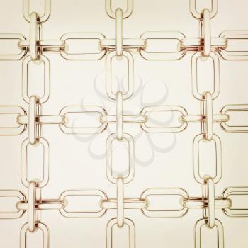 Metall chains isolated on white background. 3D illustration. Vintage style.