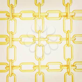 Gold chains isolated on white background. 3D illustration. Vintage style.