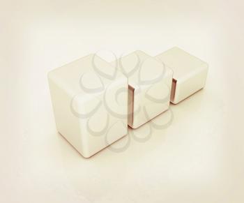 Blocks on a white background. 3D illustration. Vintage style.
