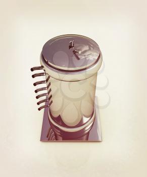 3d abstract metal pressure vessel on white background. 3D illustration. Vintage style.