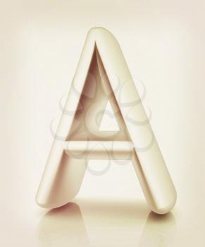 3D metall letter A isolated on white . 3D illustration. Vintage style.