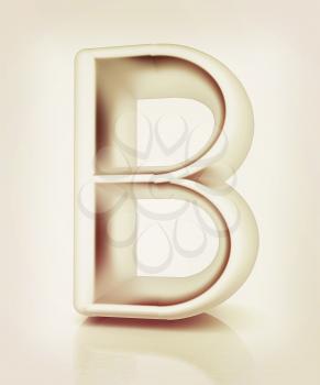 3D metall letter B isolated on white . 3D illustration. Vintage style.