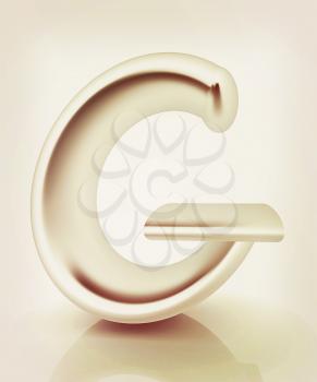 3D metall letter G isolated on white . 3D illustration. Vintage style.