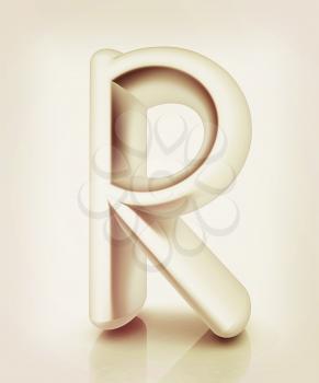 3D metall letter R isolated on white . 3D illustration. Vintage style.